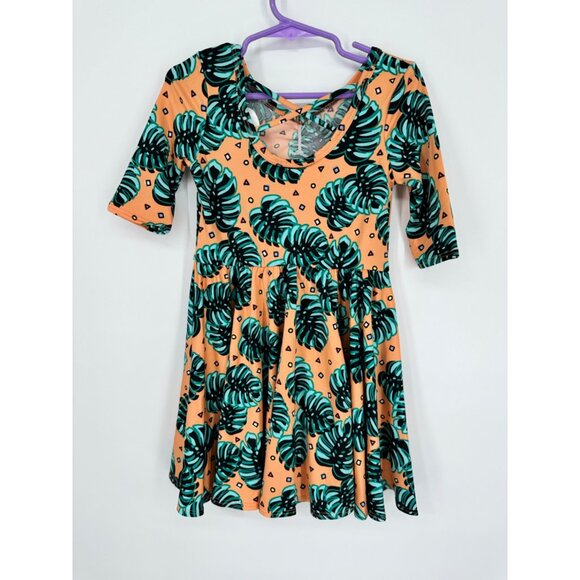 Dotdotsmile Girls Dress Size 3/4 Orange with Green Floral NWT - Picture 4 of 5